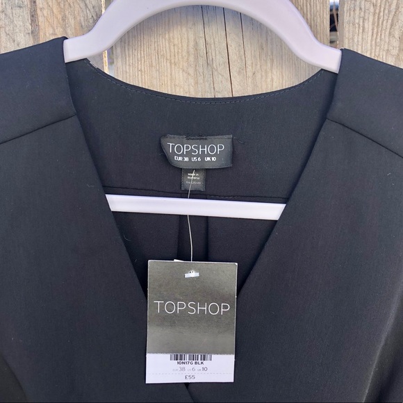 *NWT Topshop | Black Long Sleep Wrap Dress Size 6 - Picture 2 of 6
